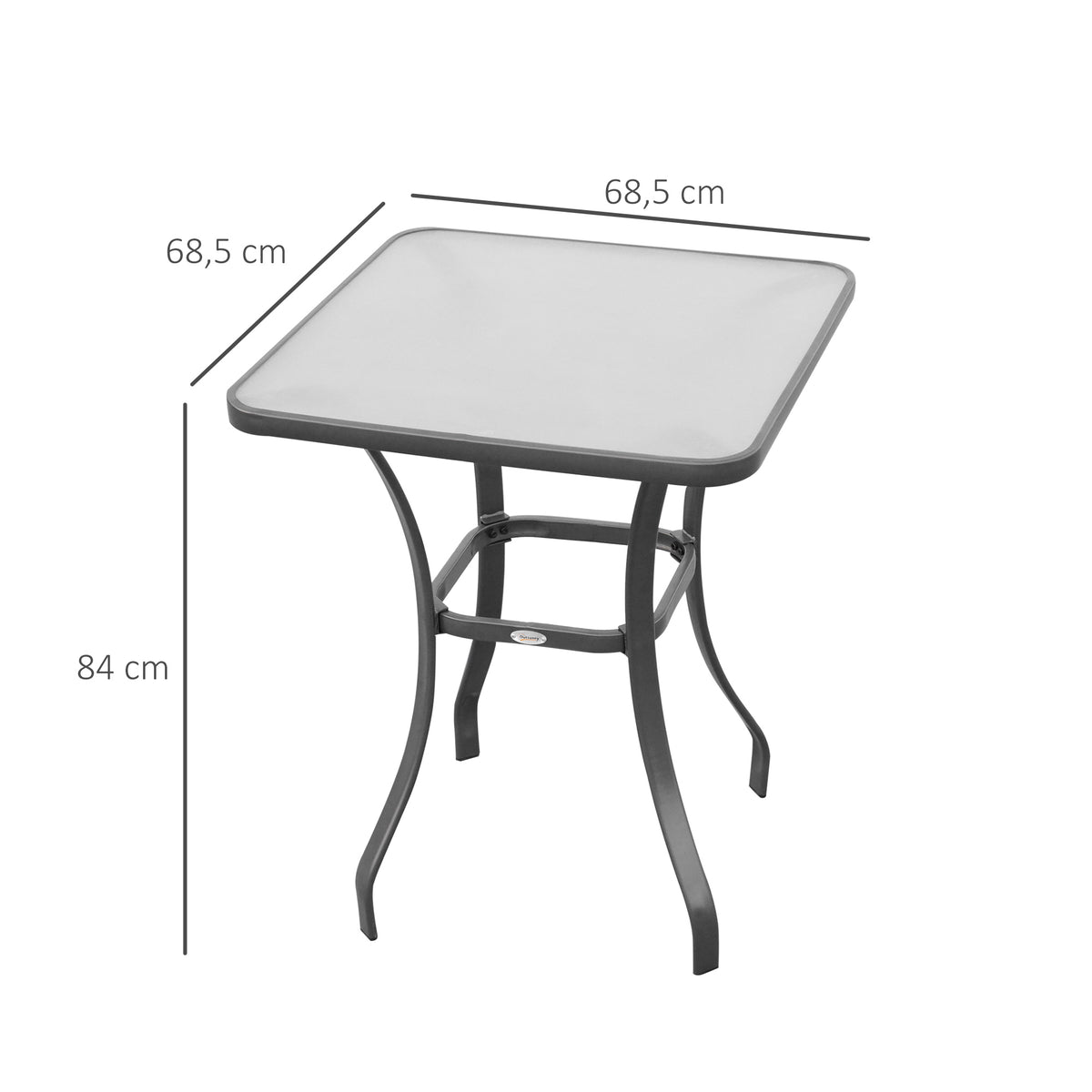 Mesa de vidro temperado com bordas arredondadas para pátio Terraço Varanda 68,5x68,5x84 cm Preto e translúcido — foto 3