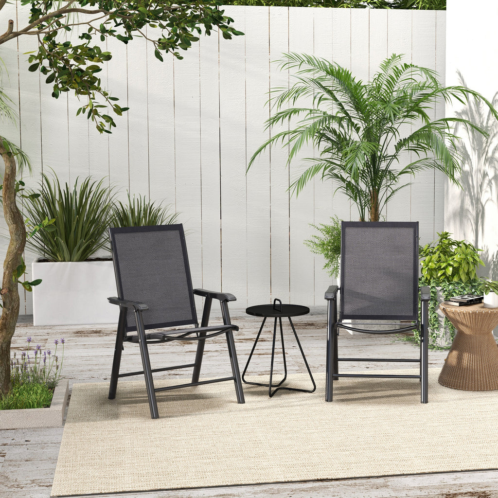 Conjunto de 2 Cadeiras Dobráveis para Exterior com Apoio para o Braço Cadeiras para Jardim com Textilene e Metal Carga 110 kg 58x64x94 cm Cinza Escuro — foto 7