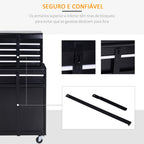 Carro de Ferramentas com Rodas Carro de Ferramentas Móvel com 5 Gavetas Armário de Armazenamento e Almofada Antiderrapante Carga 52kg para Garagem 60x28x104,5cm Preto — foto 6