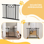 Barreira de Segurança Extensível Barreira para Animais de Estimação com Fecho Automático e Sistema de Duplo Bloqueio para Porta Corredor Escada 74-100x76 cm Preto — foto 8