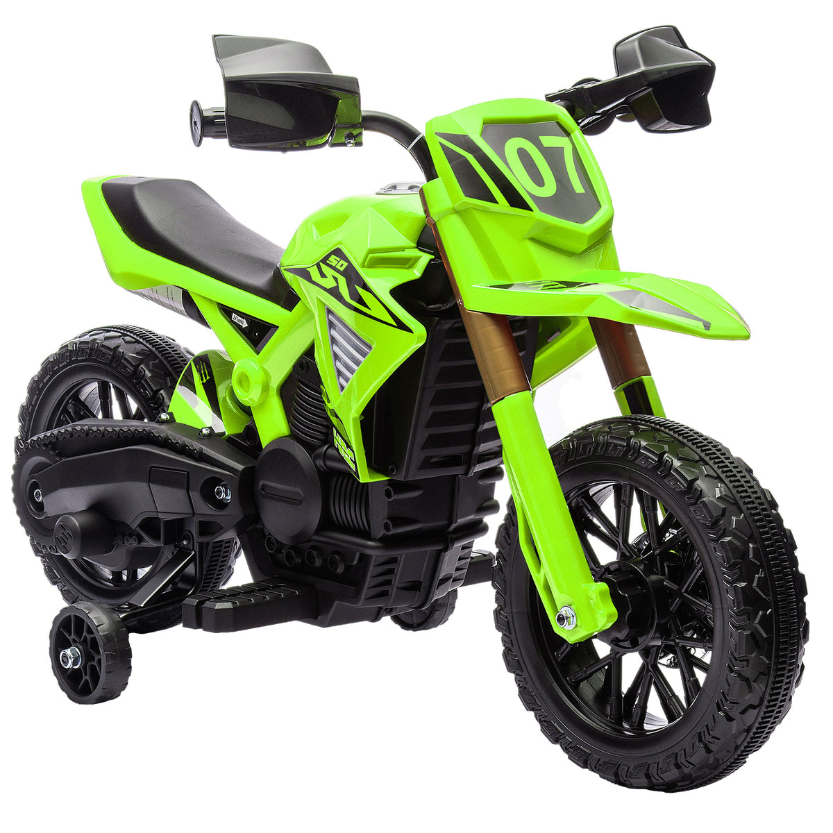 AIYPLAY Mota Elétrica para Crianças acima de 3 Anos Moto a Bateria para Crianças 6V com Rodas de Treino e Buzina Mota para Crianças Carga 30 kg 105x57x62 cm Verde — foto 1