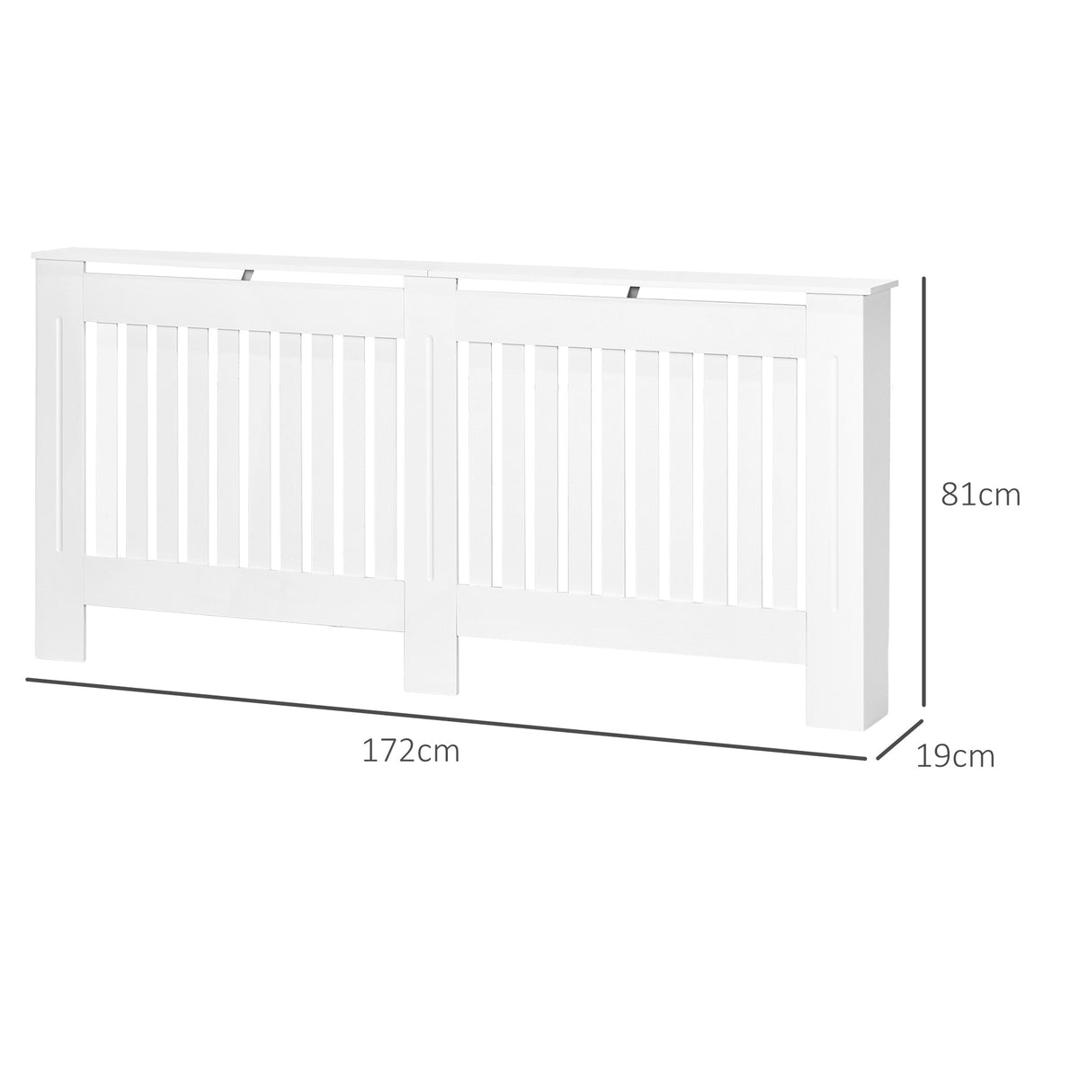 Cobertura Radiador com Desenho Moderno de MDF com Prateleira Superior para Sala de Estar Dormitório Escritório 172x19x81 cm Branco — foto 3