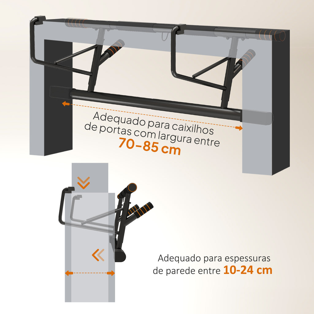 Barra de Elevação Multifuncional Barra de Elevação de Parede com Bandas Elásticas de Resistência Carga 150 kg para Exercício e Treino em Casa Ginásio 100x50x27 cm Preto e Laranja — foto 5