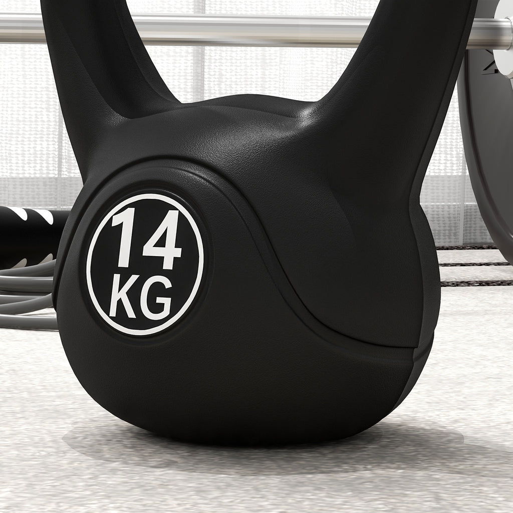 Peso Russo de 14 kg Kettlebell Fitness Preenchido de Areia com Punho Largo Antiderrapante para Exercícios e Treinos em Casa Ginásio 26x18x32 cm Preto — foto 8