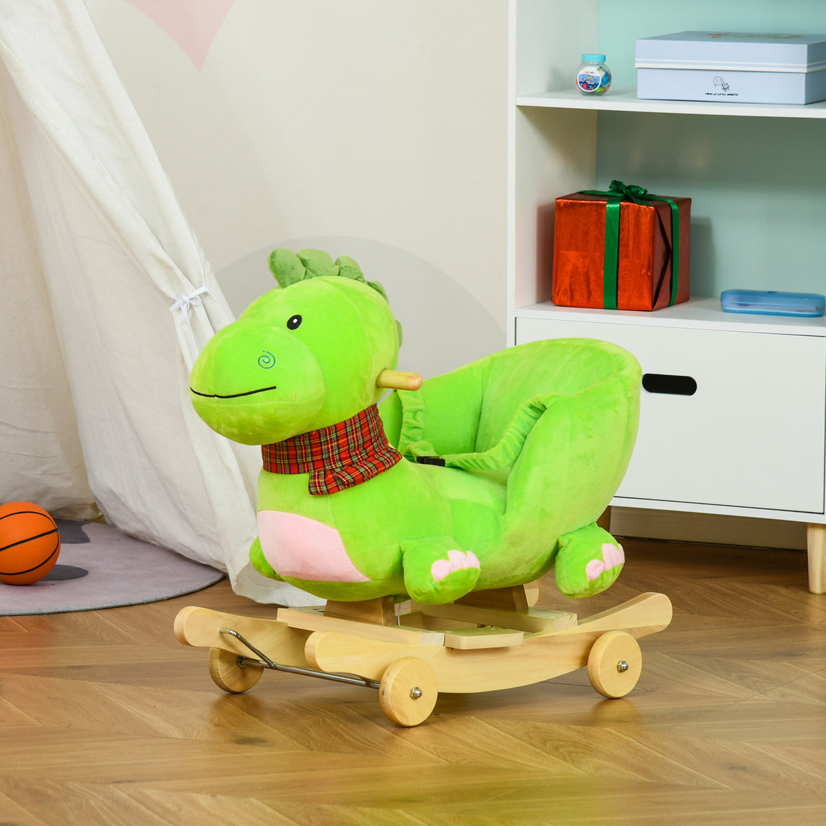Cavalo de balanço para crianças acima de 18 meses de madeira com rodas 60x32x52cm — foto 2