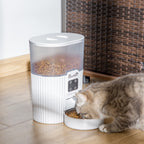 Comedouro Automático para Cães e Gatos 3,5L com Ecrã LED Temporizador Gravador de Voz Programável 4 Refeições ao Dia Tigela Removível e Lavável 20,5x25x28cm Branco — foto 2