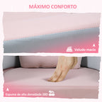 Sofá Infantil Convertível Sofá para Crianças com Almofada em Forma de Coroa Dobrável em Cama e Zona de Brincadeiras Estofado em Veludo Suave para Crianças dos 18 aos 36 Meses Rosa e Azul Acinzentado — foto 5