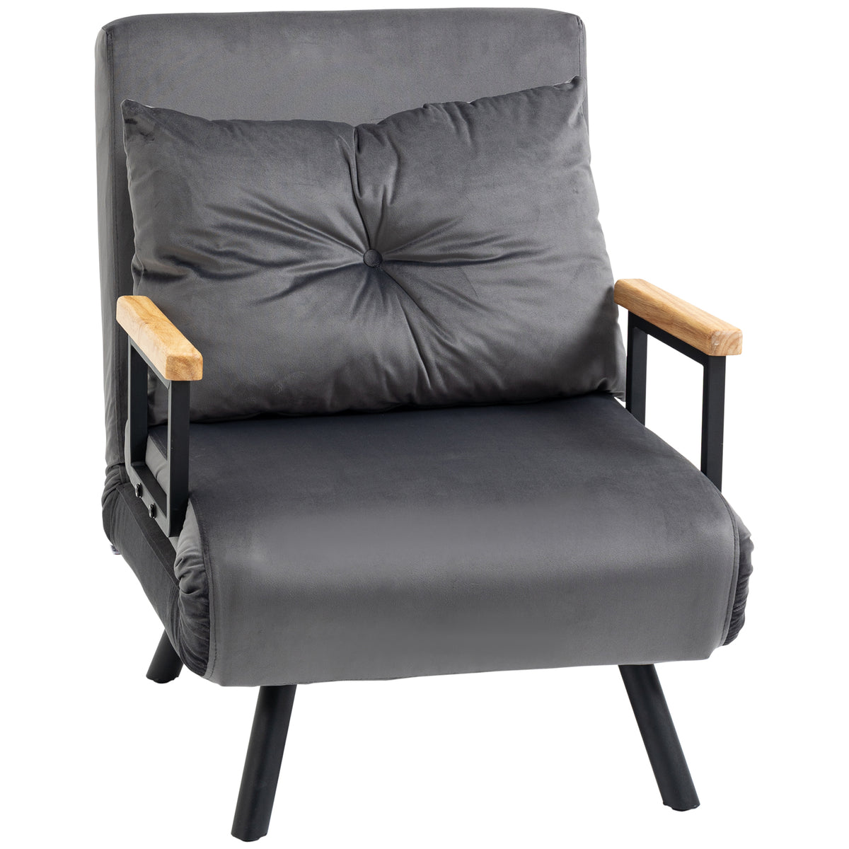 Poltrona Convertível em Cama Dobrável Poltrona 3 em 1 Convertível em Cama com Encosto Ajustável em 5 Níveis e Almofada Acolchoada para Escritório Sala de Estar Carga 120 kg 63x73x81 cm Cinza - Modelo 1 — foto 1