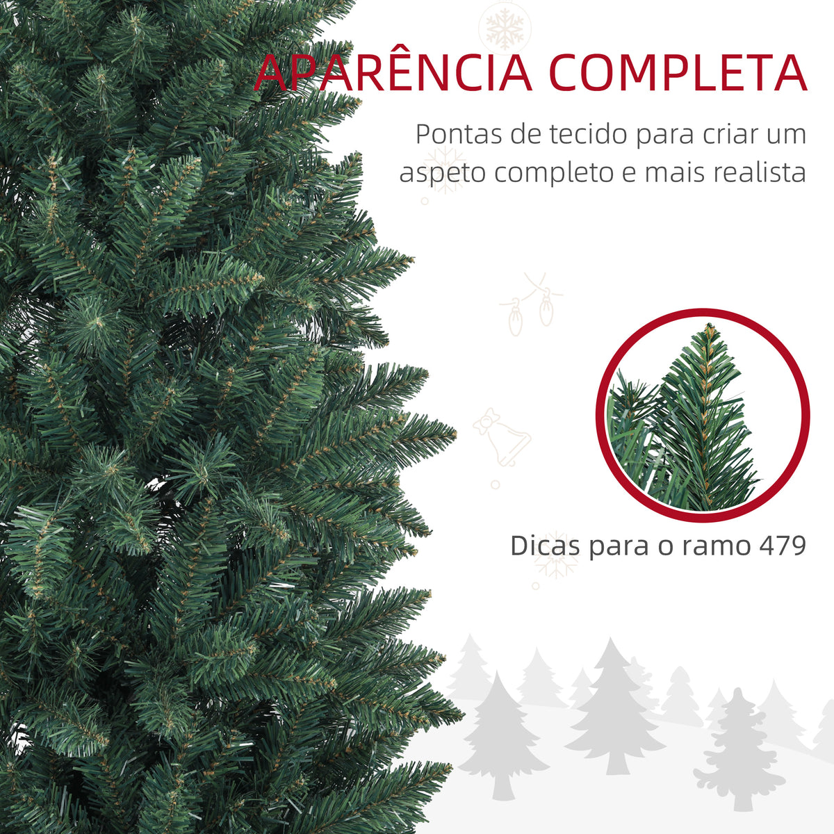 Árvore de Natal Estreita Árvore de Natal Tipo Lápis de 180 cm com Base Dobrável e 479 Ramos para Escritório Verde — foto 5