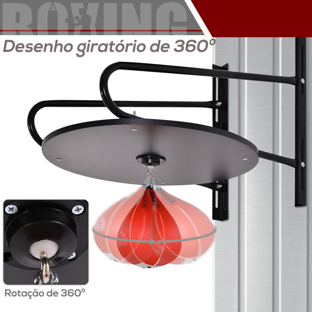 Pera de Boxe com Suporte de Parede Punching Ball para Boxe com Plataforma Ajustável em Altura Suporte Giratório e Insuflador 60x73x80 cm Vermelho e Preto — foto 7