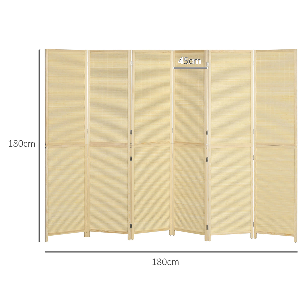 Biombo em Madeira de Bambu 6 Painéis 270x180 cm Separador de Ambientes Divisória de Separação Dobrável Natural — foto 2