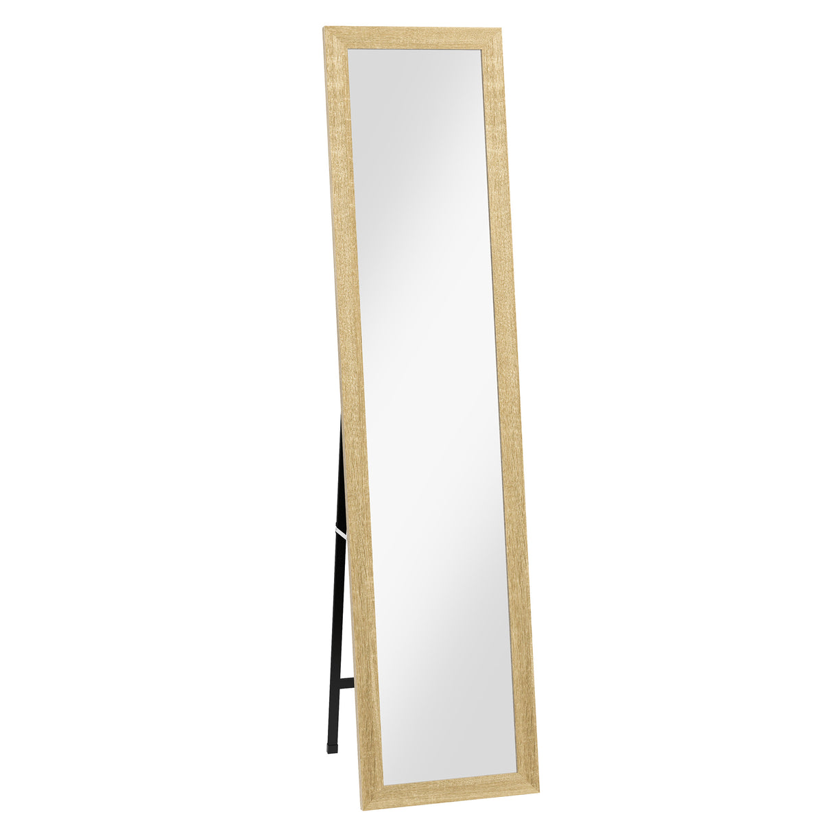 Espelho com Suporte para Parede ou para Colocar Retangular com Moldura de Madeira para Sala Quarto 37x155 cm Marrom Claro — foto 1