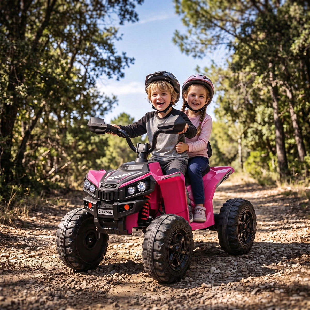 Quad Elétrico Infantil 24V 2 Lugares com 2 Motores de 120 W, Suspensão às 4 Rodas e Arranque Suave, Rosa — imagem 3