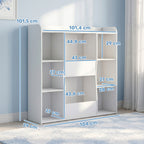 Móvel de arrumação infantil, estante infantil com 8 compartimentos e prateleira superior, 104 x 29 x 101,5 cm, branco — foto 2