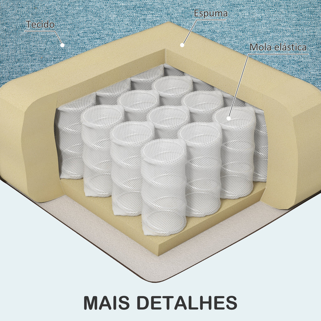 Sofá de 2 Lugares para Sala com Apoio de Braços Almofadas e Assento Acolchoado Capa de Almofada Lavável 140x78x83 cm Azul Claro — foto 5