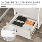 Bloco de Gavetas Móvel de Escritório com 3 Gavetas Fechadura Rodas e Travão para Documentos Arquivos 40x40x63,5 cm Branco e Cinza — foto 7