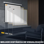 Ecrã de Projeção Manual 84 Polegadas Tela de Projeção Portátil Formato 4:3 Ângulo de Visão de 160° para Interior e Exterior Cinema em Casa 165x124 cm Branco — foto 6