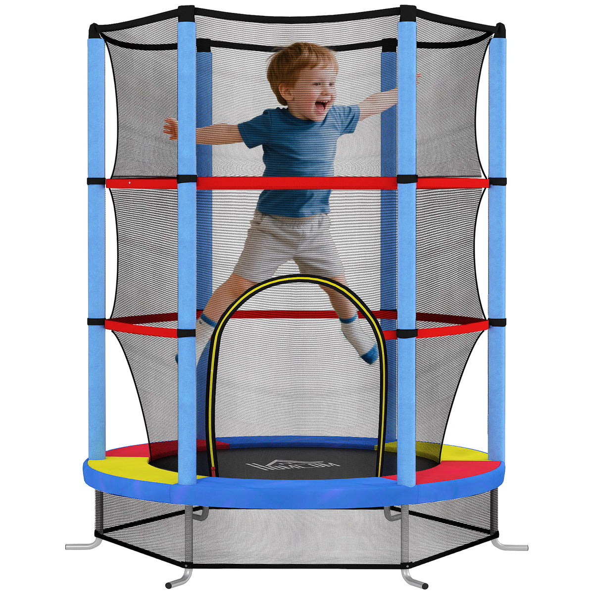 Trampolim Infantil Ø107 cm Trampolim para Crianças de 3-6 Anos com Rede de Segurança Carga 45 kg para Interior Ø140x160 cm Azul — foto 1