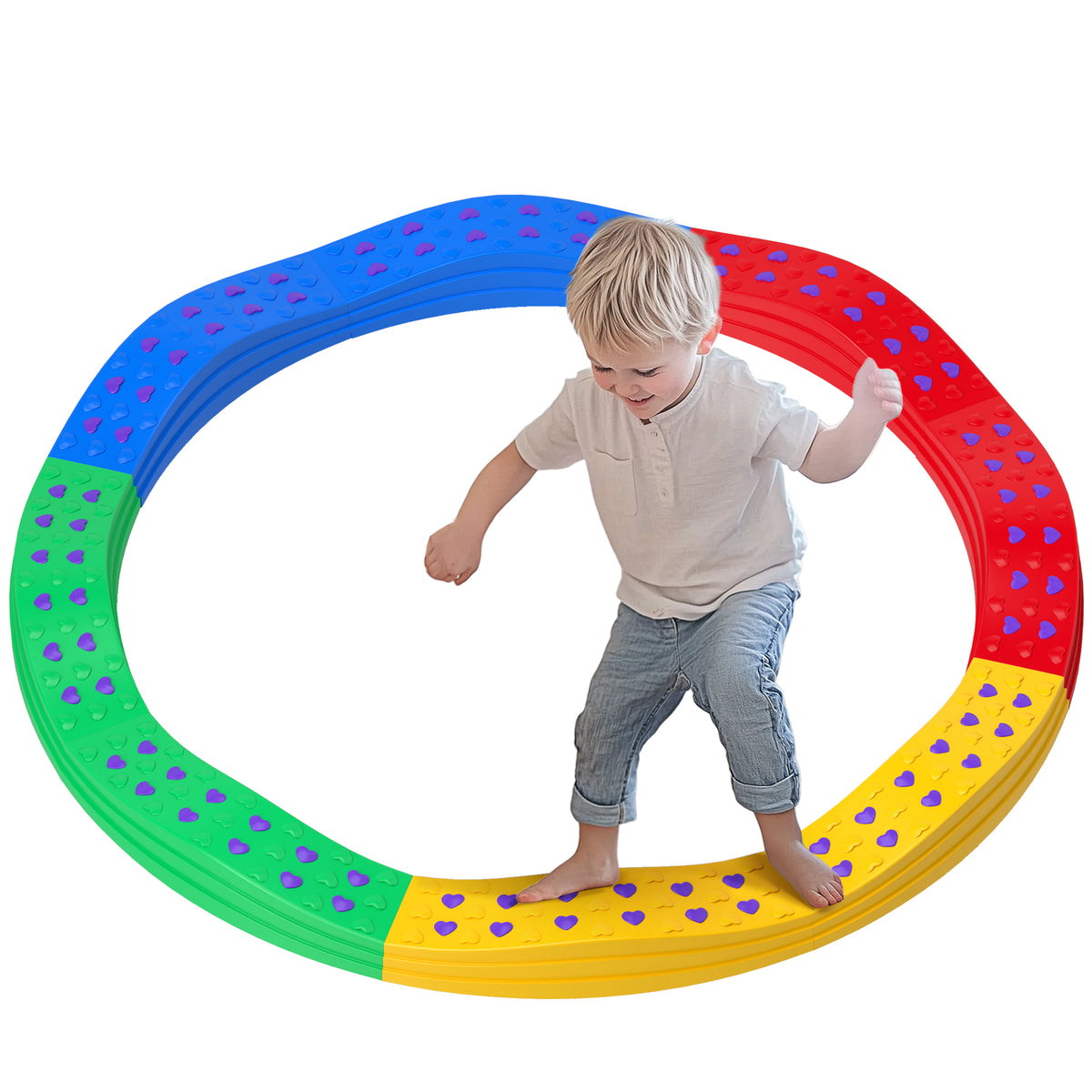 Traves de Equilíbrio para Crianças acima de 3 Anos Jogo de Equilíbrio de 8 Peças em Forma de Arco Base Antiderrapante para Treino de Equilíbrio Ø125x8 cm Multicor — foto 1