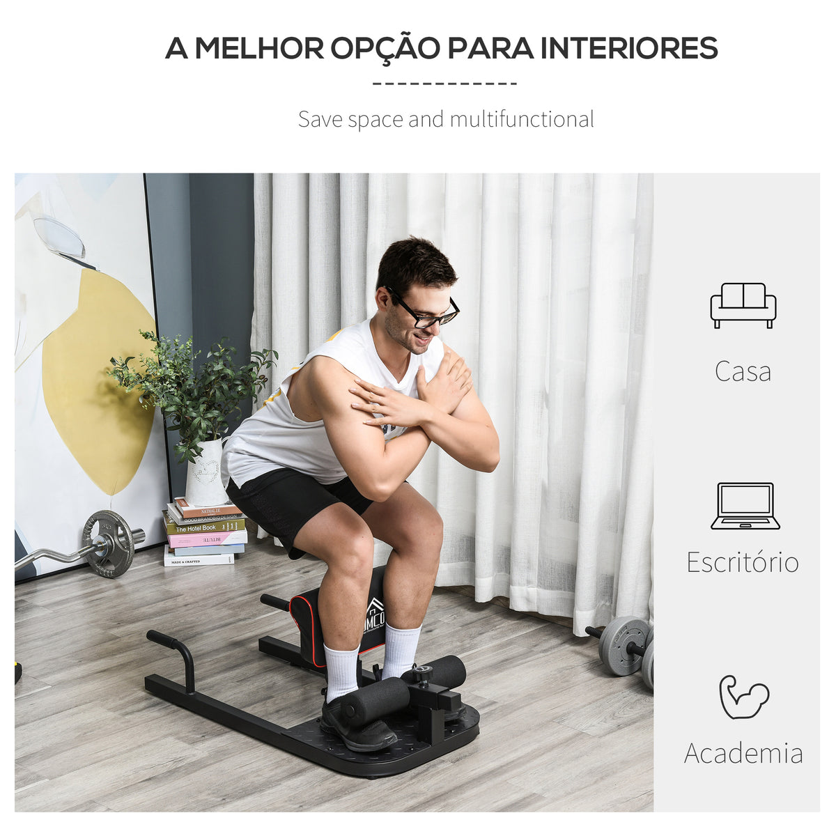 Sissy Squat 3 em 1 Máquina de Agachamento para Exercícios de Abdominais Flexões Agachamentos 50x97x56,5cm Preto e Vermelho — foto 5