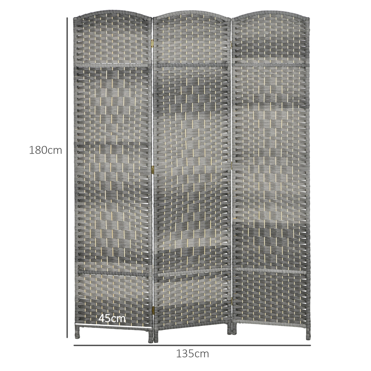 Biombo Dobrável de 3 Painéis Divisor de Ambientes 135x180 cm Ecrã de Privacidade de Polipropileno para Escritório Quarto Cinza Misto — foto 3