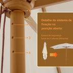 Chapéu de Sol de Jardim com Sistema de Polia Teto Ventilado e Mastro de Madeira para Terraço Pátio Exterior 2,95x2x2,55m Creme — foto 6