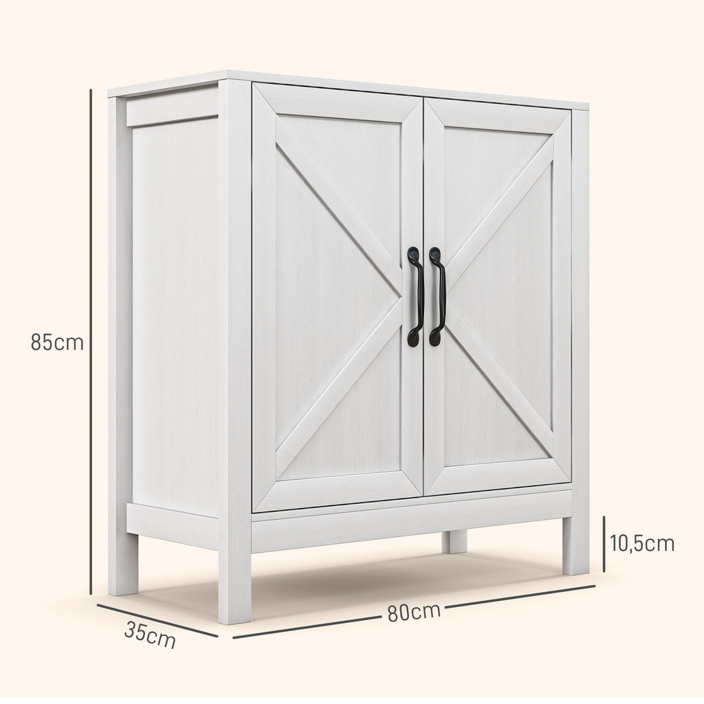 Aparador para Sala de Estar Moderno Móvel Sala de Estar com Prateleira Ajustável e Anti-Tombo Aparador Cozinha Sala de Jantar 80x35x85 cm Branco — foto 3