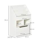 Estante de Madeira para Brinquedos com 3 Compartimentos 2 Cubos e Gaveta Móvel com 4 Rodas Estante para Livros Infantil para Dormitório Infantil Sala de Jogos 60x29,9x90cm Branco — foto 3