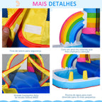 Castelo Inflável com Trampolim e Piscina para Crianças acima de 3 Anos Inclui Inflador e Bolsa de Transporte para Interior Exterior 280x170x155cm Multicor — foto 7