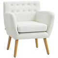 Poltrona de Sala de Estar Poltrona para Dormitório com Apoio para os Braços e Pés de Madeira Sofá Individual Carga 125 kg para Escritório Sala de Estar 68x58,5x76 cm Creme — foto 1