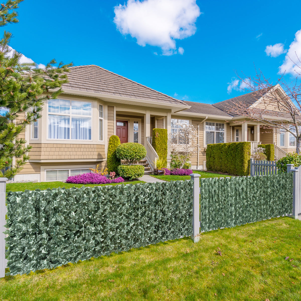 Vedação Artificial em Rolo 2,4x1 m Vedação de Privacidade para Balcão Jardim Exterior Planta Decorativa de Parede PE Verde — foto 2