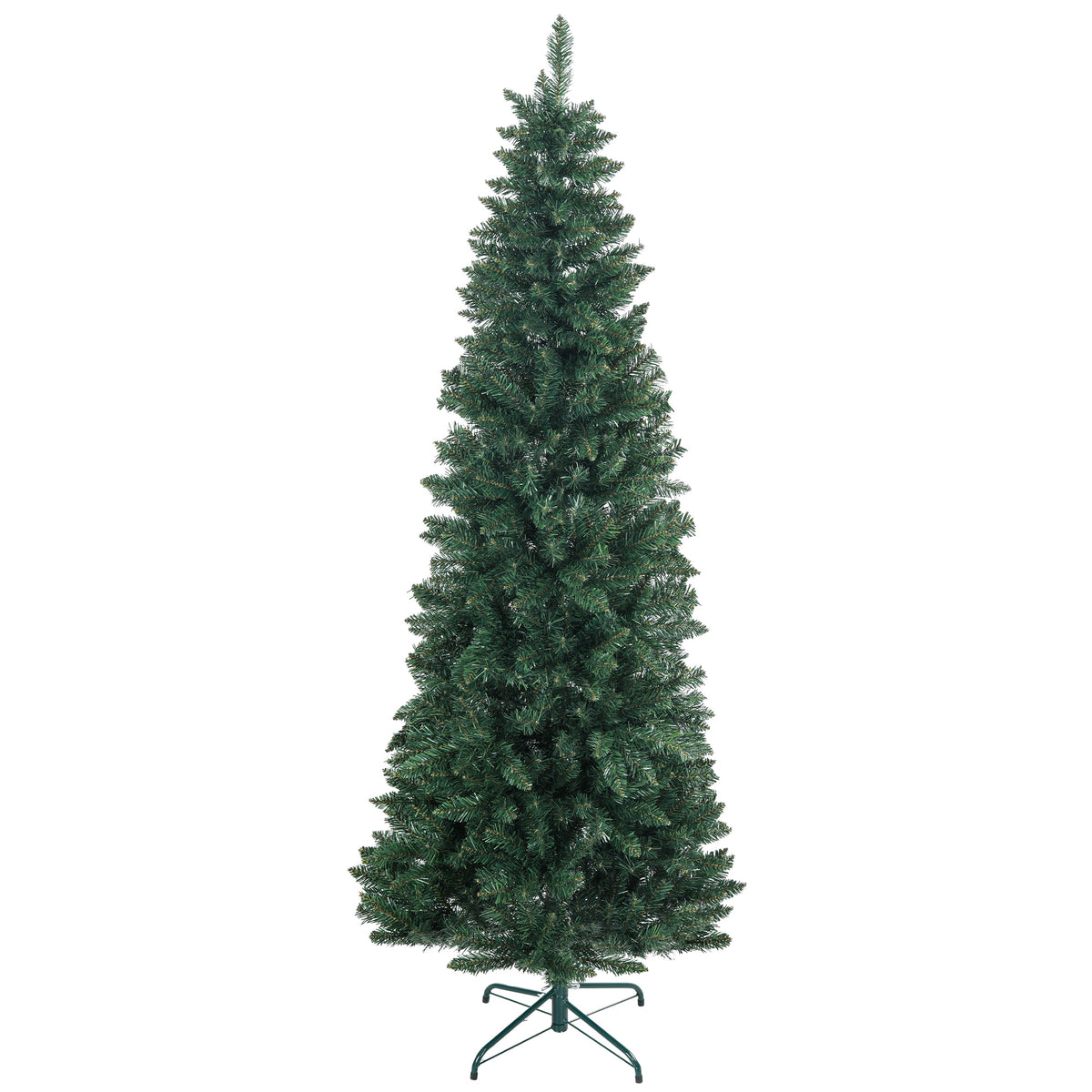 Árvore de Natal Estreita Árvore de Natal Tipo Lápis de 210 cm com Base Dobrável e 687 Ramos para Escritório Verde — foto 1