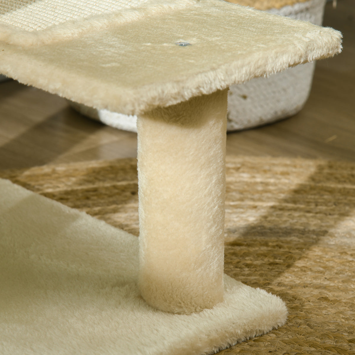 Árvore para gato Poste para arranhar com cama de plataforma e cobertor de sisal de veludo bege - 50x50x100cm — foto 8