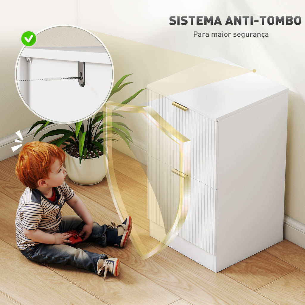 Bloco de Gavetas de Escritório com 2 Gavetas Bloco de Gavetas para Secretária com Frentes Caneladas Móvel para Arquivo para Tamanho A4 ou Carta para Escritório 40x40x71 cm Branco — foto 6