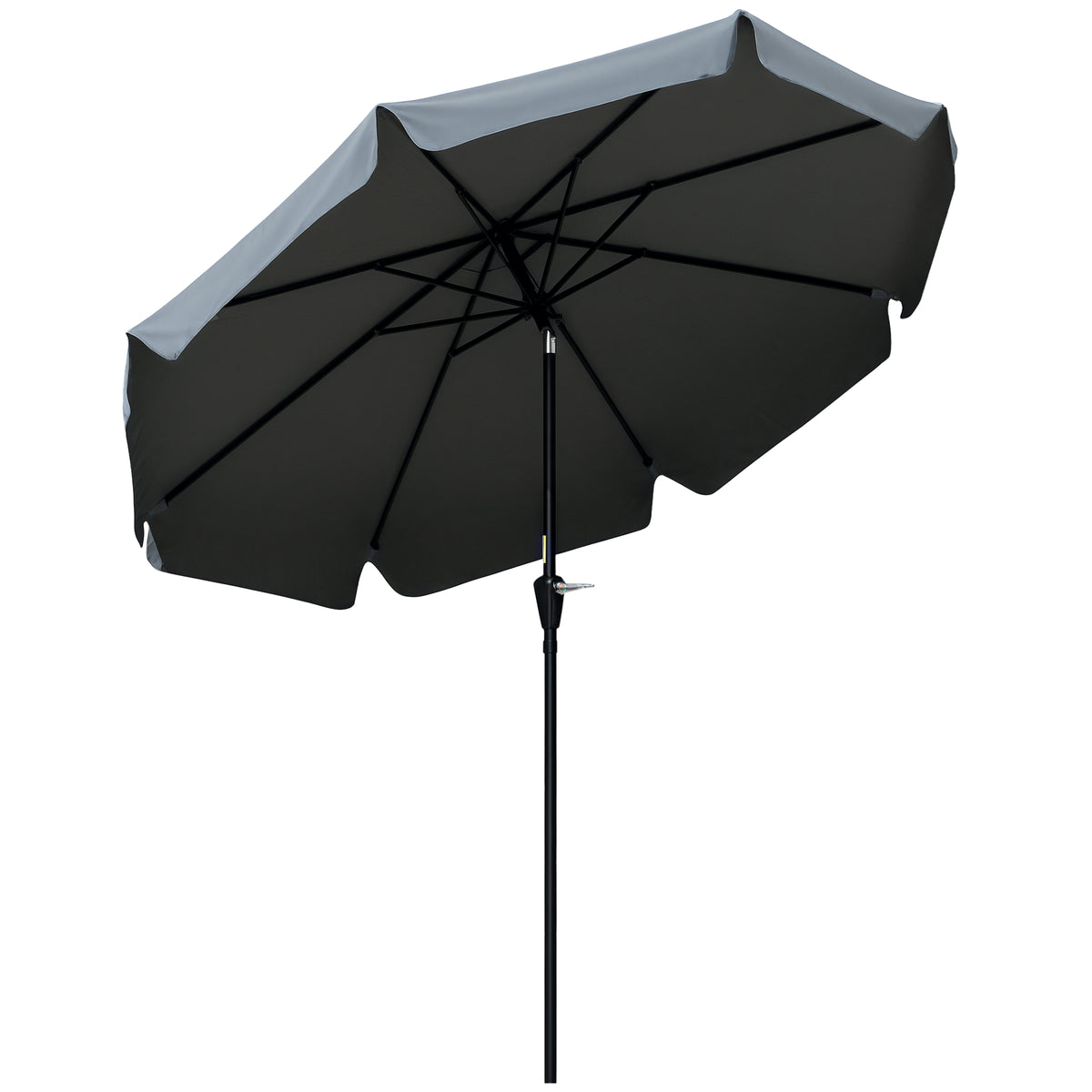 Chapéu de Sol de Jardim Ø266x248,5 cm Proteção UV50+ Chapéu de Sol de Alumínio Inclinável com Teto de Ventilação Manivela para Terraço Varanda Exterior Cinza Escuro — foto 1