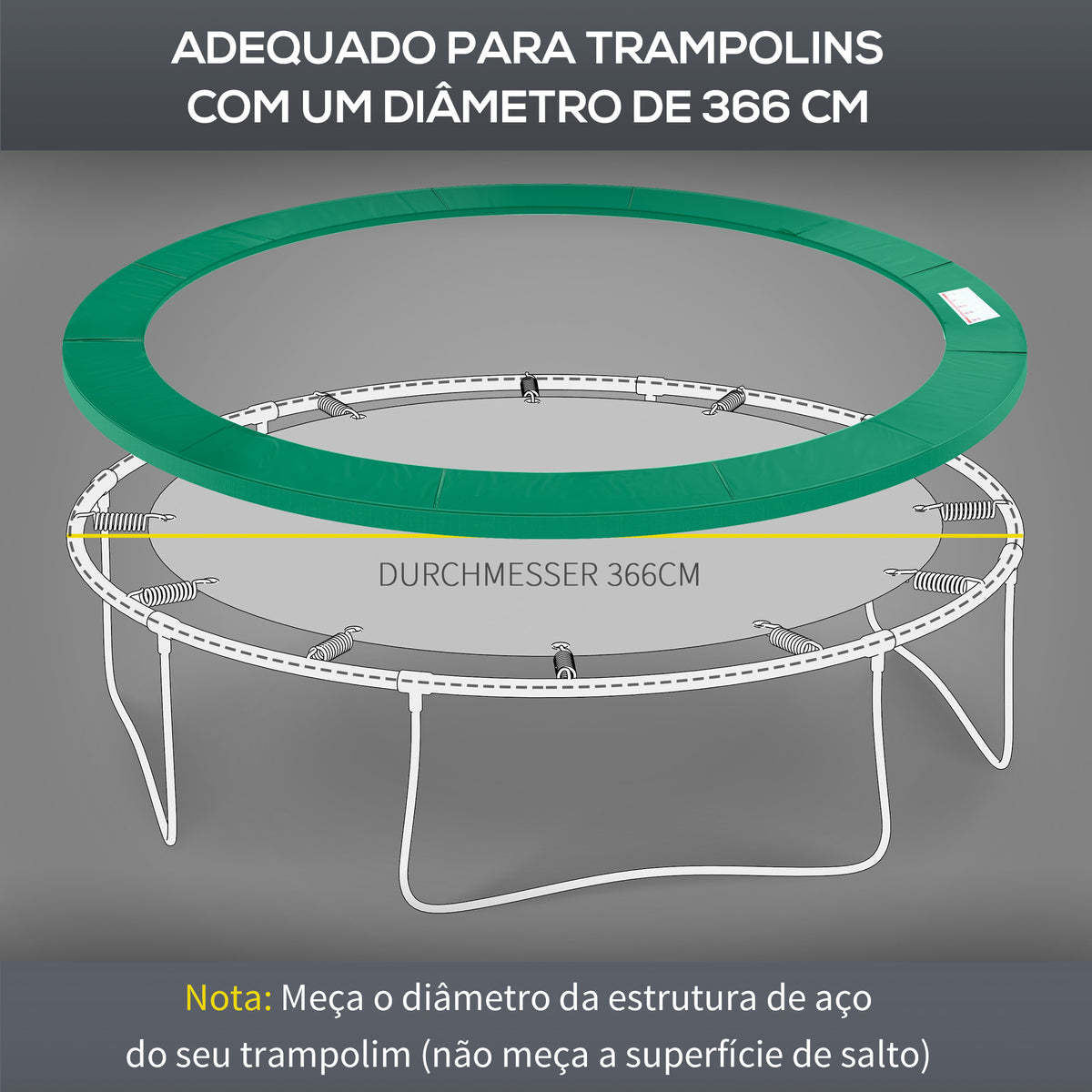 Cobertura de Proteção Ø366 cm de Borda de Trampolim Espuma de Proteção para Trampolim para Exterior Verde — foto 5