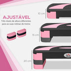 Step para Exercício Aeróbico Plataforma Step com Altura Ajustável em 3 Níveis com Carga Máxima 150kg para Exercício em Academia Casa 80x31x10-20 cm Rosa e Preto — foto 4