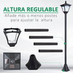 Candeeiro Solar de Jardim com Proteção IP44 Luzes LED para Exterior Pátio Varanda 15x15x120 cm Preto — foto 4