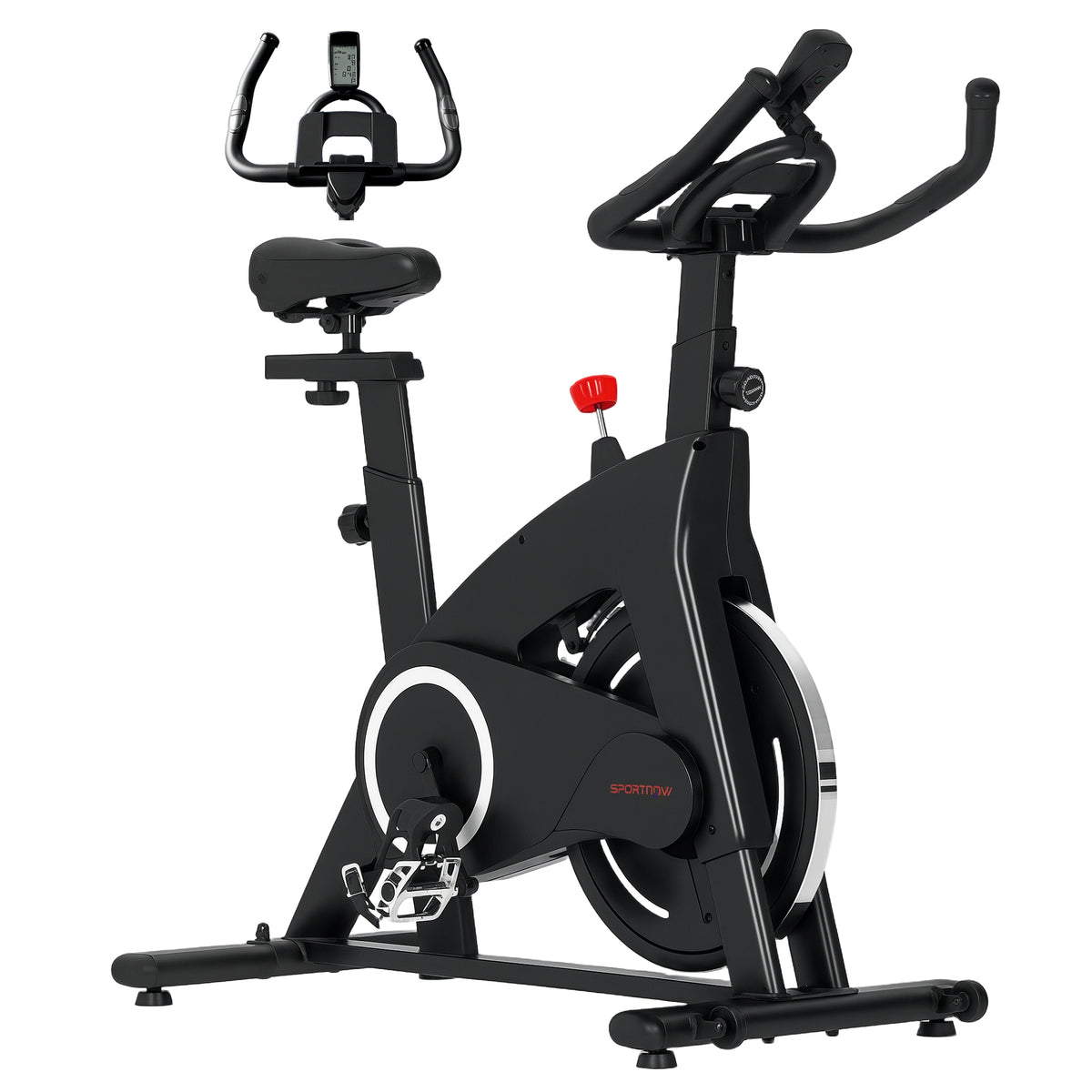 Bicicleta Estática Bicicleta Fitness com Volante de Inércia de 15 kg Ecrã LED Guiador e Assento Ajustável Carga 120 kg para Casa Ginásio 108x53x111 cm Preto — foto 1