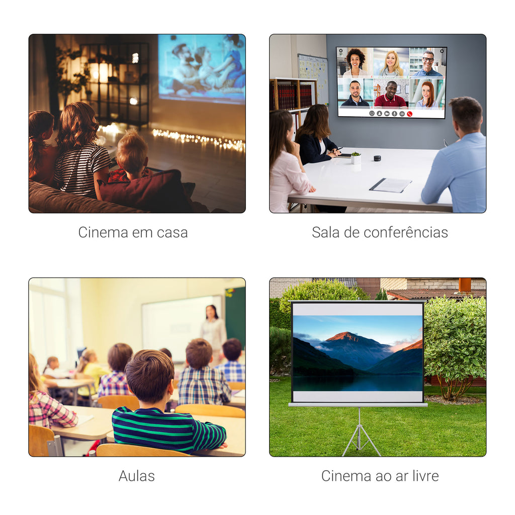 Tela de Projeção Dobrável 84 Polegadas Tela de Projeção Formato 4:3 com Altura Ajustável para Cinema em Casa Apresentações 180x203 cm Branco — foto 6