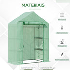 Estufa de Jardim 140x70x190cm Estufa com 4 Prateleiras Porta Enrolável Cobertura de PE 140g/m² e Estrutura de Aço para Cultivos de Plantas Flores Verde — foto 4