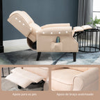 Poltrona de Massagem Poltrona Relax Reclinável com Controlo Remoto 2 Áreas de Massagem Bolso Lateral 78x83x101 cm Bege — foto 8