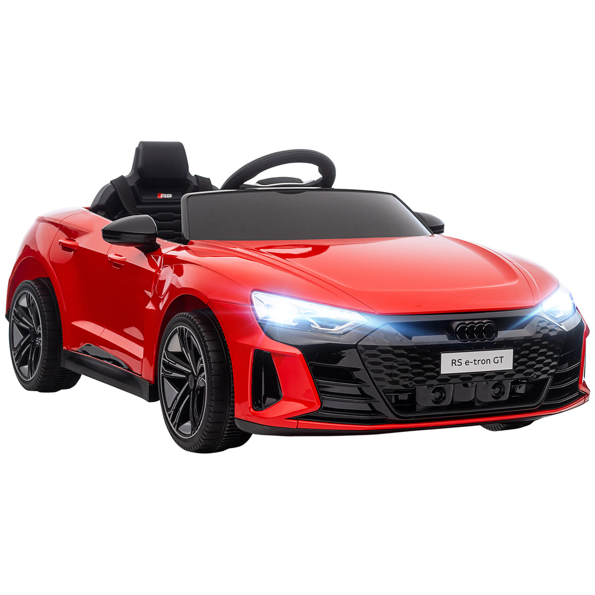 Carro Elétrico AUDI RS E-Tron GT para Crianças de 3-6 Anos Carro de Bateria 12V com 2 Motores Controlo Remoto Faróis LED Buzina Música USB e Abertura de Porta 3-5km/h 103x58x41 cm Vermelho — foto 1