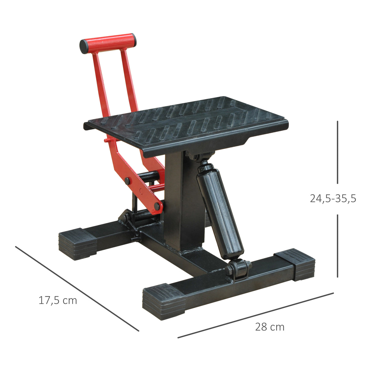 Plataforma Elevadora para Motocicletas Universal com Altura Ajustável para Estacionar ou Reparar Carga Máxima 150 kg 28x17,5x24,5-35,5 cm Preto e Vermelho — foto 3