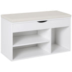 Banco Sapateira com Armazenamento Gaveta Prateleira e Assento Acolchoado para Entrada Estilo Moderno 80x30x47cm Branco — foto 1