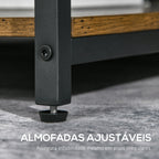 Mesa de Centro Mesa Auxiliar com 2 Prateleiras de Armazenamento Estrutura de Metal para Sala de Estar Sala de Jantar Carga Máxima 30kg 80x80x45cm Marrom Rústico — foto 6