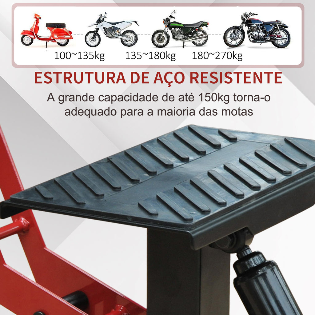 Plataforma Elevadora para Motocicletas Universal com Altura Ajustável para Estacionar ou Reparar Carga Máxima 150 kg 28x17,5x24,5-35,5 cm Preto e Vermelho — foto 4