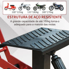 Plataforma Elevadora para Motocicletas Universal com Altura Ajustável para Estacionar ou Reparar Carga Máxima 150 kg 28x17,5x24,5-35,5 cm Preto e Vermelho — foto 4