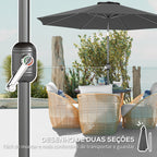 Chapéu de Sol de Jardim Ø295x250cm com Manivela Chapéu de Sol Exterior com Mecanismo de Inclinação e Mastro Desmontável de Metal para Terraço Piscina Pátio Cinza Escuro — foto 6