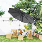 Chapéu de Sol de Jardim Ø295x250cm com Manivela Chapéu de Sol Exterior com Mecanismo de Inclinação e Mastro Desmontável de Metal para Terraço Piscina Pátio Cinza Escuro — foto 2